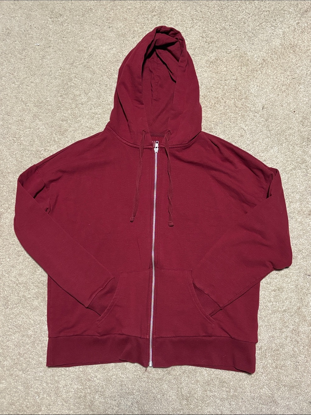 Men’s Burgundy Full-Zip Hoodie Sweater